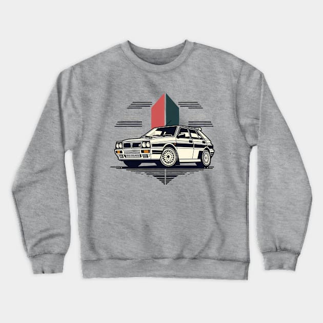 Lancia Delta Integrale Rally Car Crewneck Sweatshirt by TaevasDesign